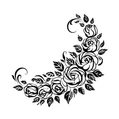 Elegant Black Rose Floral Design Element on White Background