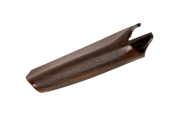 classic wooden forend for shotgun or rifle isolated on white