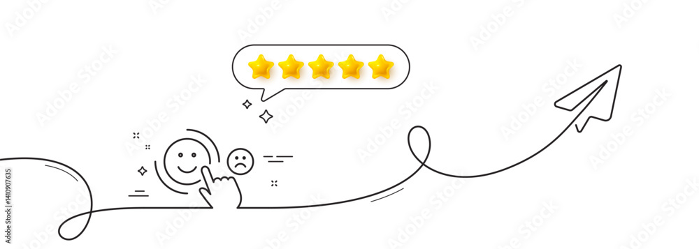 Aufkleber customer satisfaction line icon. continuous line with share plane. positive feedback sign. smile sym