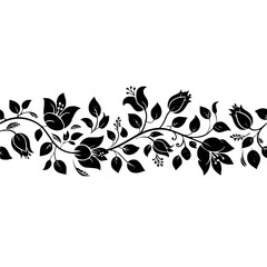 Elegant Black Floral Border Design on Light Gray Background