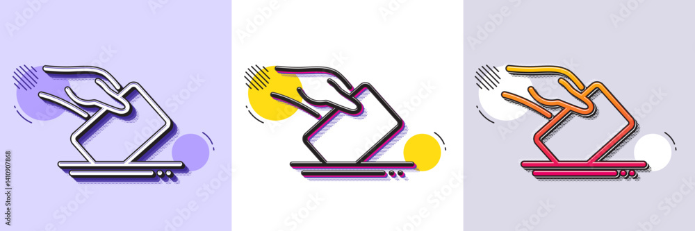 Poster vote box line icon. halftone dotted pattern. gradient icon with grain shadow. hand with voting ballo