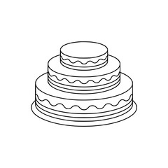 Simple Tiered Cake Vector Illustration in Black and White