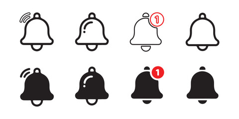 Collection of Notification Bell Icons in Various States