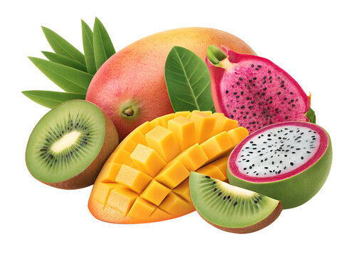 Multifruit, fruit  PNG   transparent  png, tropical, fruit, kiwi, mango, dragon, mix, colorful, fruits, arrangement, exotic, healthy, snacks, fresh, produce, 