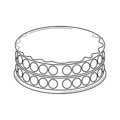 Line Art Cake: Minimalist Dessert Illustration for Design