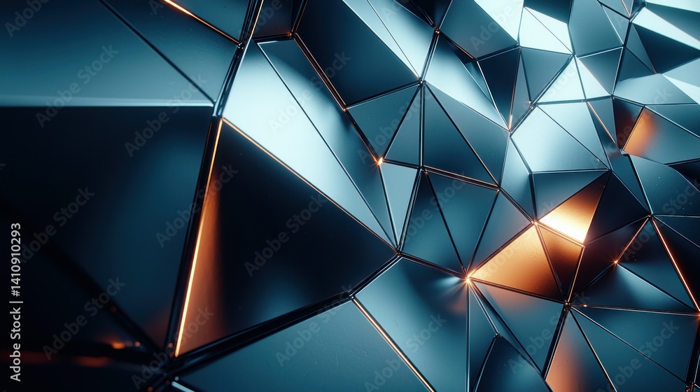 Poster abstract geometric background with triangular shapes and warm light accents