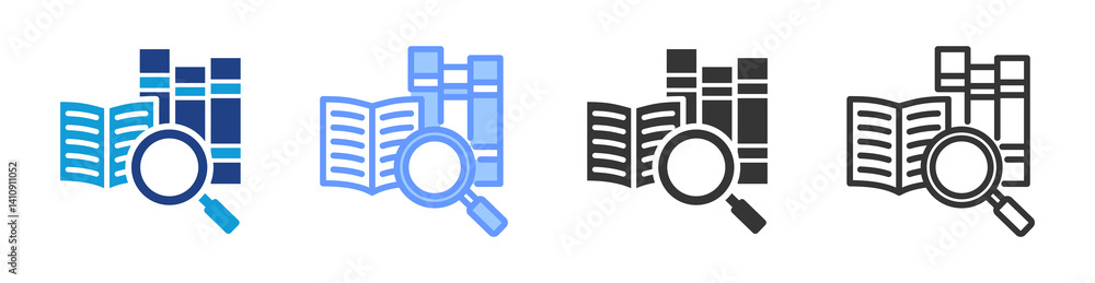 Poster research icon set multiple style collection
