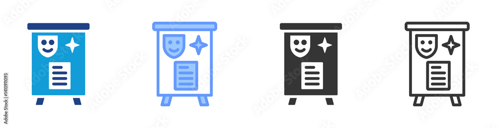 Poster genre icon set multiple style collection