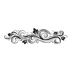 Fototapeta premium Elegant Black Floral Border Design on White Background, Decorative Ornament