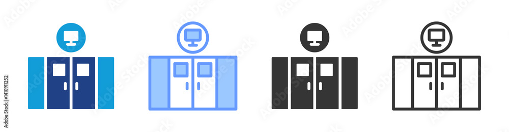 Poster Computer Lab icon set multiple style collection