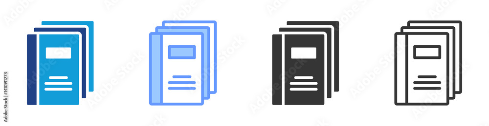 Poster Book Collection icon set multiple style collection