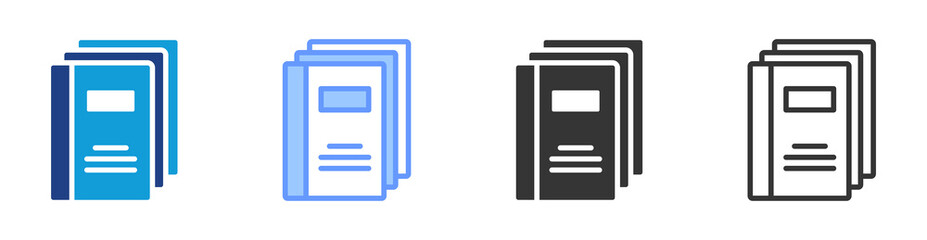 Book Collection icon set multiple style collection