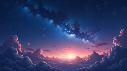 Naklejka premium celestial starry night digital background