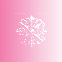 Elegant Floral Ornament Logo – White Decorative Vector Design on Blue Gradient Background