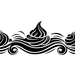 Abstract Wave Border in Black and White