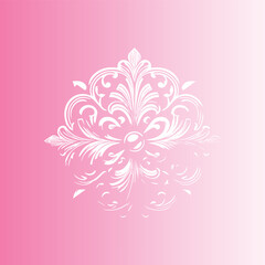 Elegant Floral Ornament Logo – White Decorative Vector Design on Blue Gradient Background