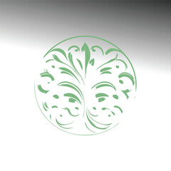 Elegant Floral Ornament Logo – White Decorative Vector Design on Blue Gradient Background