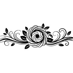 Elegant Black and White Floral Design Element, Vector Art
