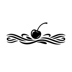 Cherry Crest: Elegant Black Vector Illustration
