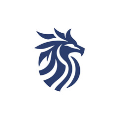 Obraz premium Blue dragon head logo suitable for branding, gaming, fantasy, and entertainment industries, conveying strength, power, and mystique to audiences.