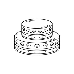 Simple Layered Cake Illustration in Line Art Style
