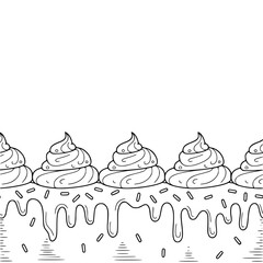 Drip Cake Border: Black and White Doodle, Dessert Design