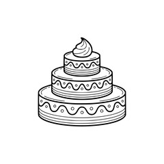 Simple Black and White Tiered Cake Illustration