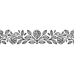 Elegant Rose Border: Minimalist Floral Design on White