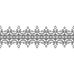 Elegant Floral Border, Black and White Line Art on White