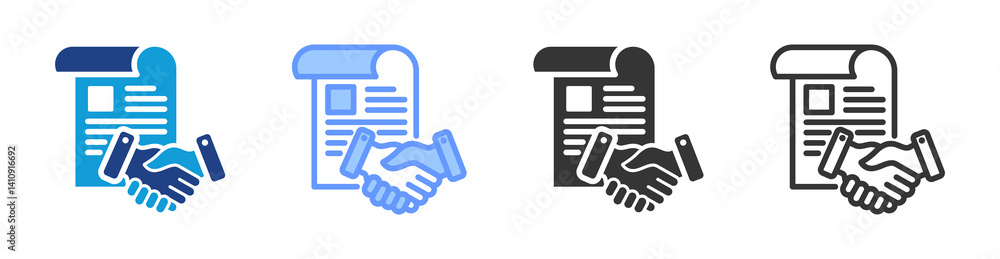 Poster agreement icon set multiple style collection