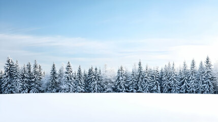 Fototapeta premium Snowy Forest Landscape Under Clear Sky