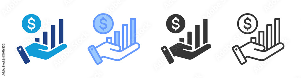 Poster Profit icon set multiple style collection