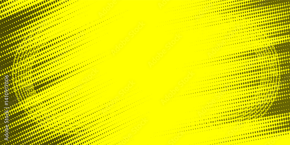 Poster yellow halftone on yellow background. vector dotted sparkles or halftone shine pattern texture pop a
