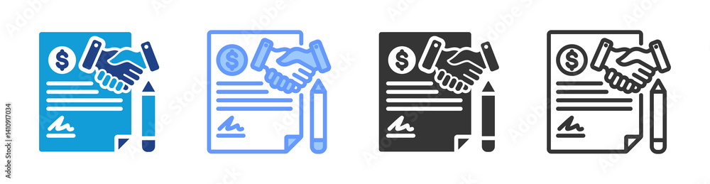 Poster Contractual Obligation icon set multiple style collection