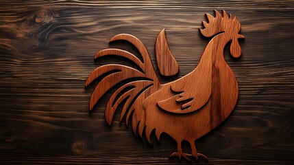 Rustic Wood Carving Rooster Decoration: Vintage Country-Style Farmhouse Artwork for Home and Kitchen
