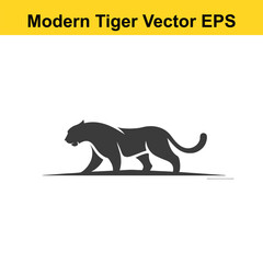 Vector modern style tiger walking, silhouette