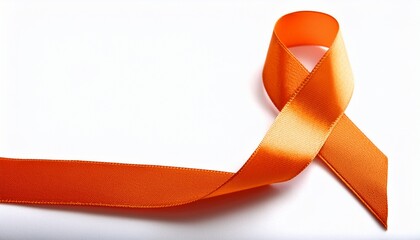Awareness orange ribbon over isolated white background