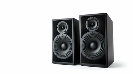 Black Stereo Speakers On White Background
