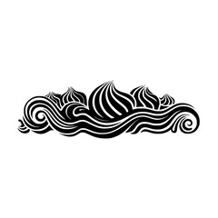 Abstract Swirls & Peaks Border Element, Black on White, Vector Design