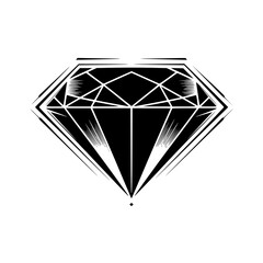 Minimalist Diamond Illustration in Black and White