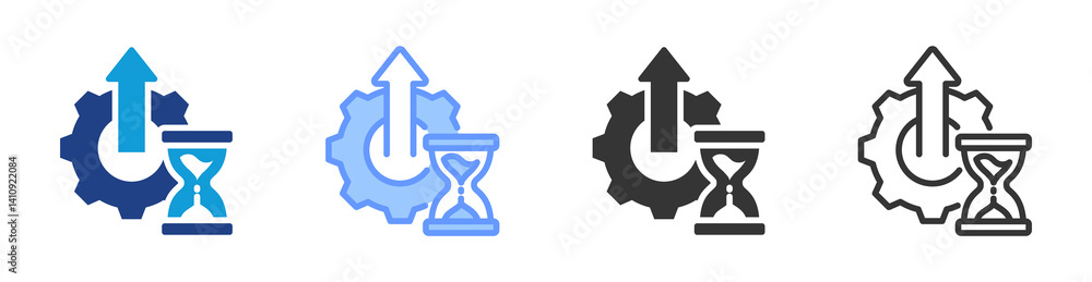 Poster productivity icon set multiple style collection