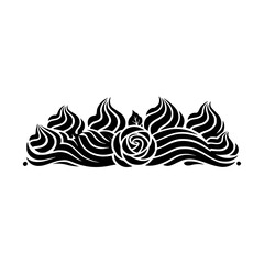 Floral Vector Border: Elegant Black & White Rose and Swirls
