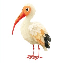 Obraz premium Cute, cartoonish ibis in profile view.