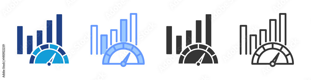 Aufkleber benchmarking icon set multiple style collection