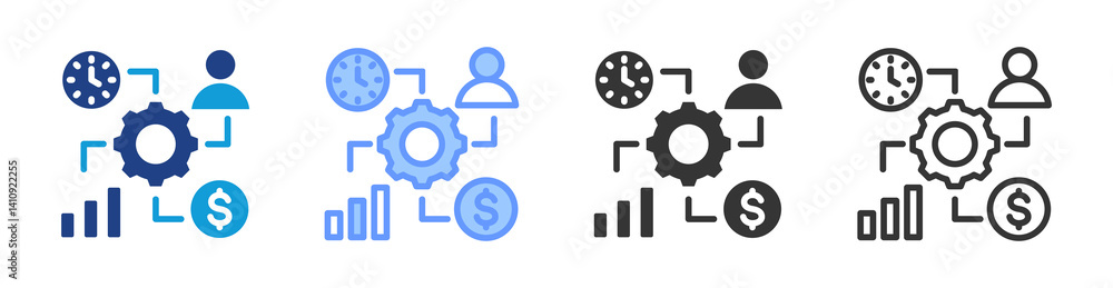 Aufkleber resource management icon set multiple style collection