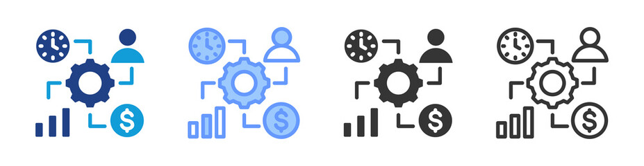 Resource Management icon set multiple style collection