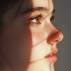 Fototapeta premium Woman with light on face