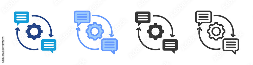 Poster Feedback Mechanism icon set multiple style collection