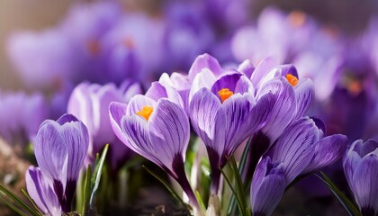 purple crocuses closeup