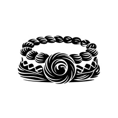 Ornate Black & White Bracelet Icon, Vector Illustration